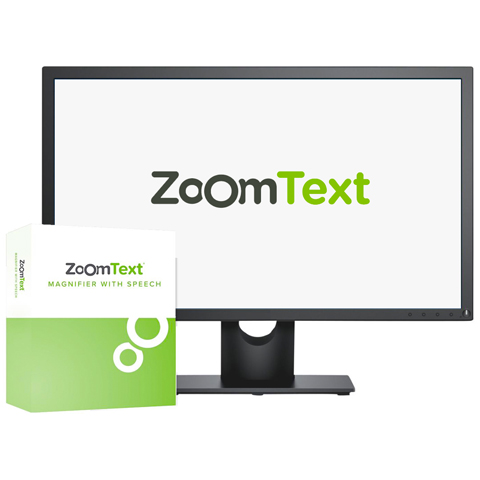 A computer monitor with the ZoomText magnifier running in the forground.