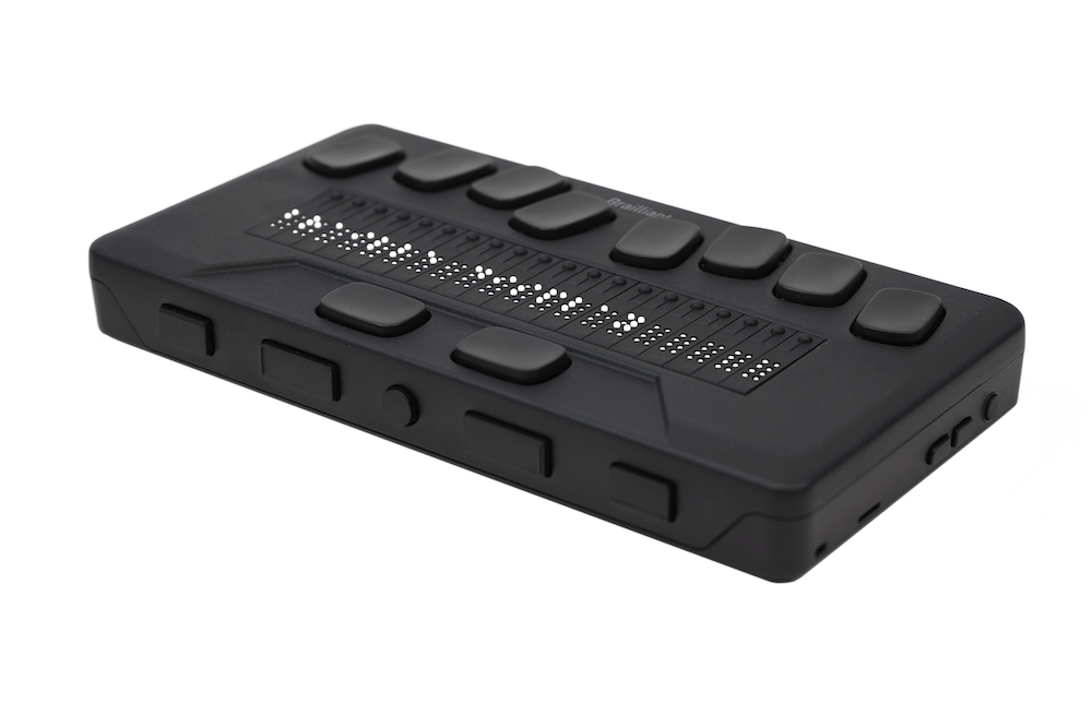 The Brailliant 20X, front of the display showing the signature Humanware thumb keys.