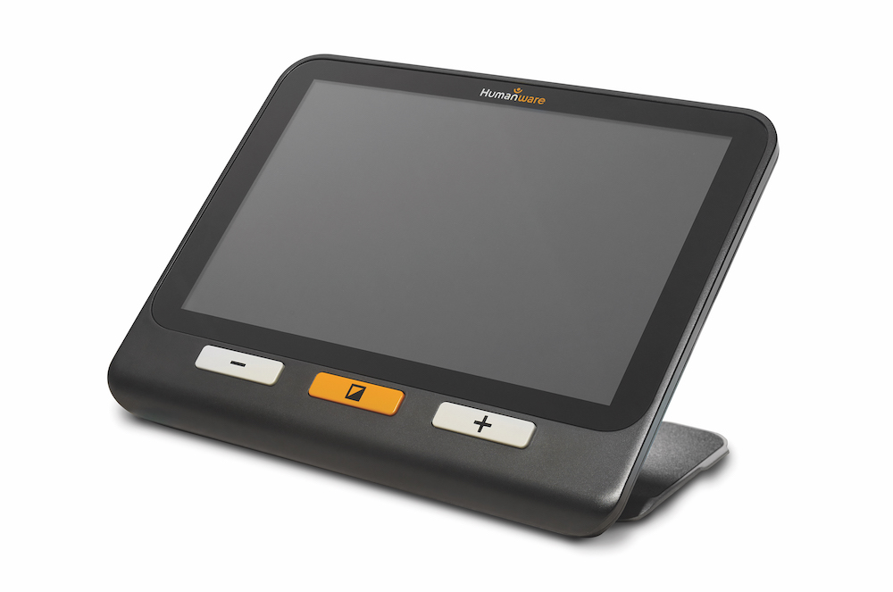 Humanware Explore` 8 - displaying the front control keys and screen.