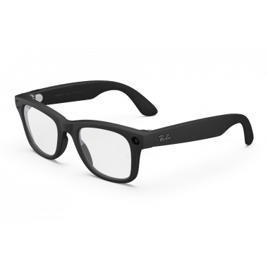Ray Ban Meta Wayfarer smart glasses with a clear lens.